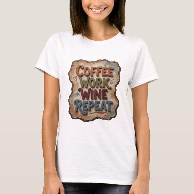 Camiseta CAFE TRABALHO VINHO REPITA Laranja Fresca (Frente)