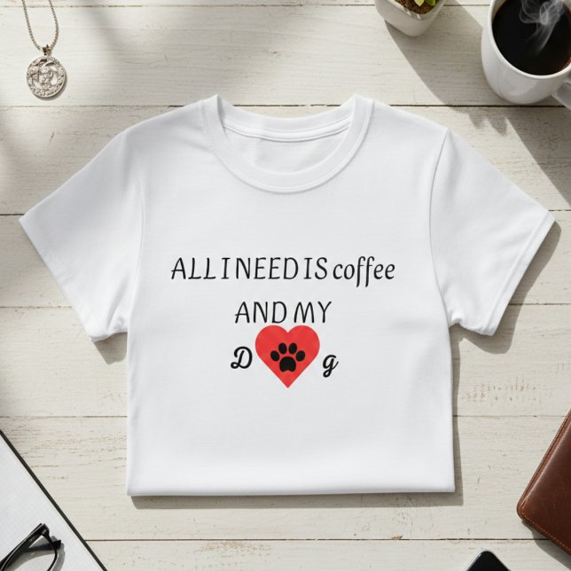 Camiseta Café & Vibrações do Meu Cachorro (Criador carregado)