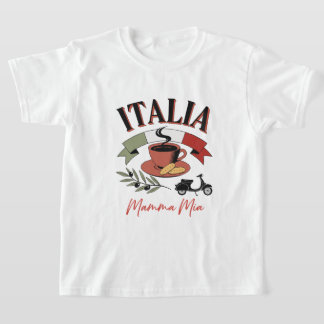 Camiseta Café Vintage Italia, Scooter Retrô e Mamma Mia