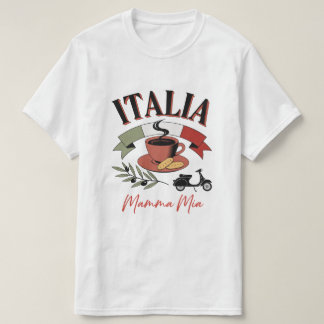Camiseta Café Vintage Italia, Scooter Retrô & Mamma Mia