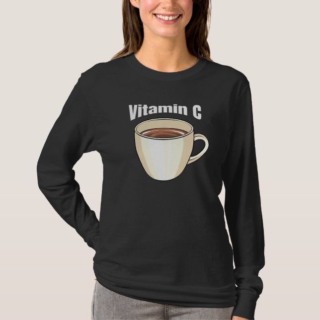 Camiseta Café Vitamina C Café Bebida Cafeína Cafeína Café D (Frente)