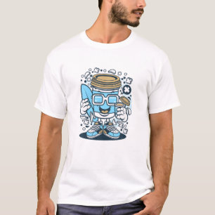 Camiseta Café Xícara Vintage Surfer Cereal com Superfíci