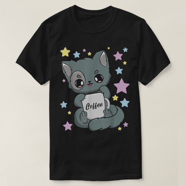 Camiseta Café Yami Kawaii Chibi Anime Cat Moka Fairy Kei (Frente do Design)