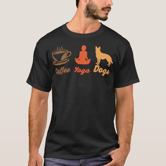 Camiseta Café, Yoga, Caninos Design Art (Frente)