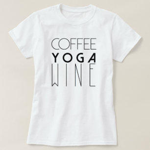 Camiseta Café Yoga Wine Tipografia Chic