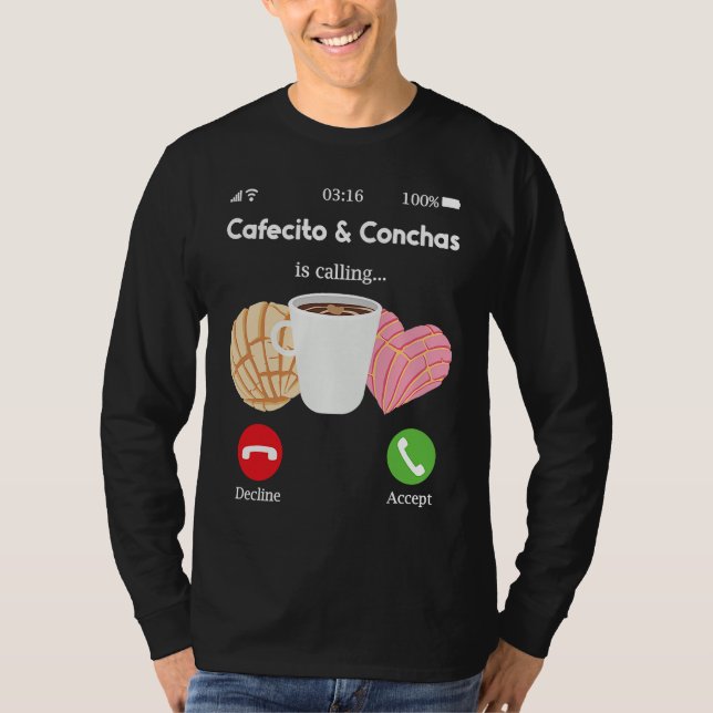 Camiseta Cafecito Cafe Conchas  Cute Spanish Pun Coffee (Frente)