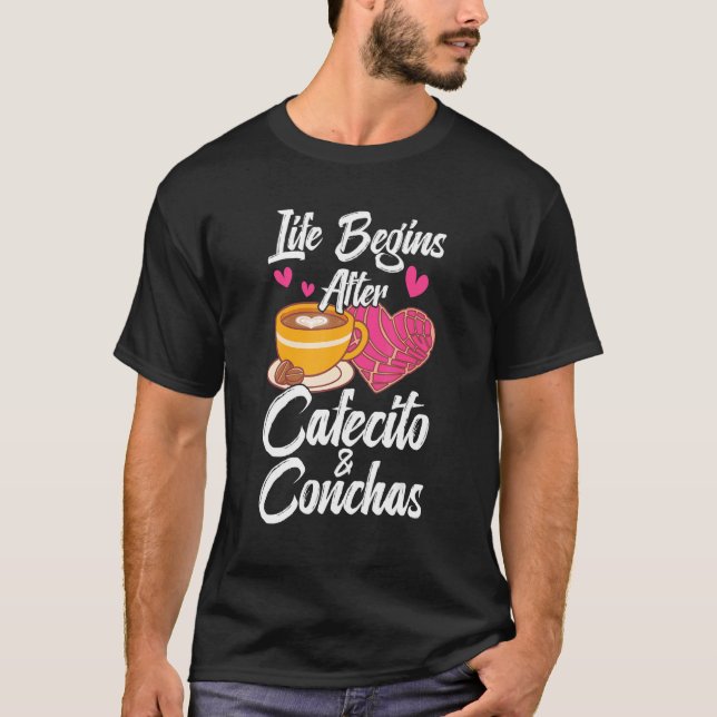 Camiseta Cafecito & Conchas Café de Café Pun Cute Espanhol  (Frente)