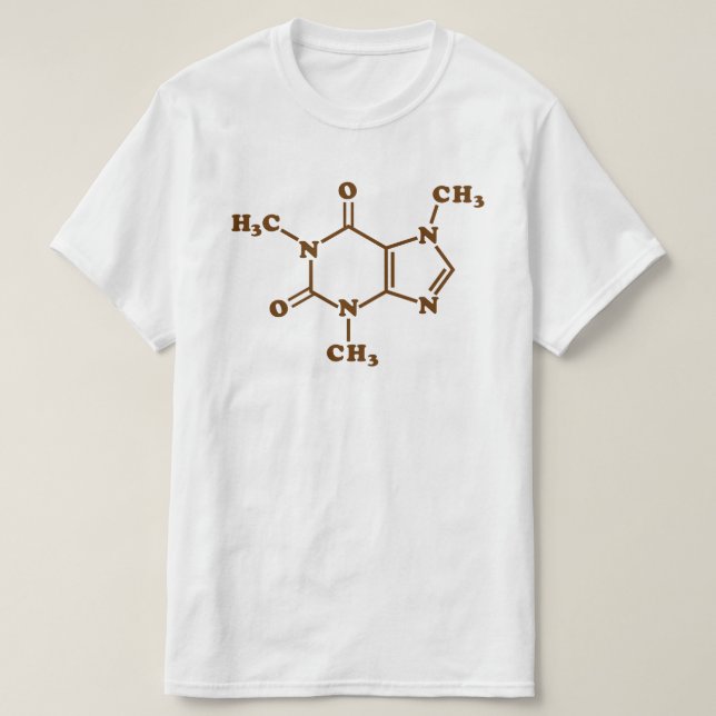 Camiseta Cafeína - Café - Fórmula Química Molecular (Frente do Design)