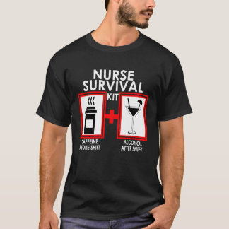 Camiseta Cafeína Do Kit De Sobrevivência De Enfermeiro Ante