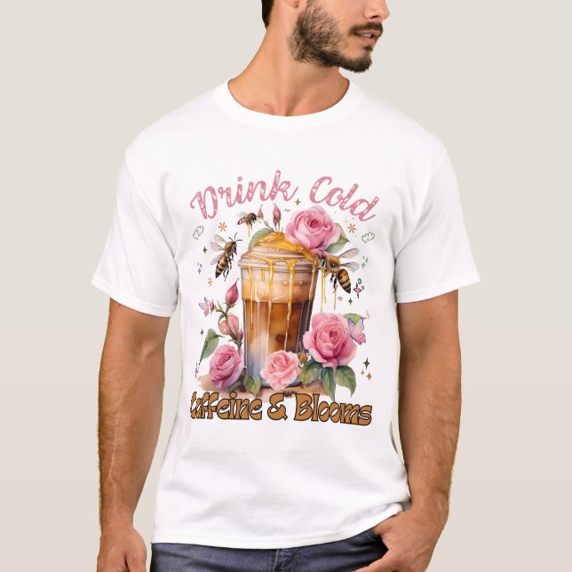 Camiseta Cafeína e Blooms: café gelado (Frente)