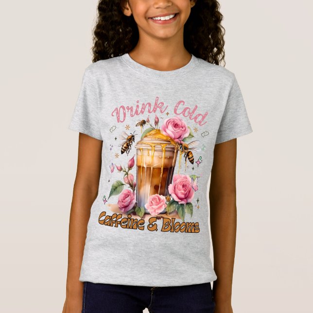 Camiseta Cafeína e Blooms: café gelado (Frente)
