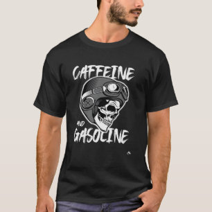 Camiseta Cafeína E Gasolina - Capacete De Crânio - Corrida