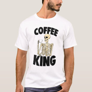 Camiseta Cafeína King Caffeine Mulheres Engraçadas Café Ske