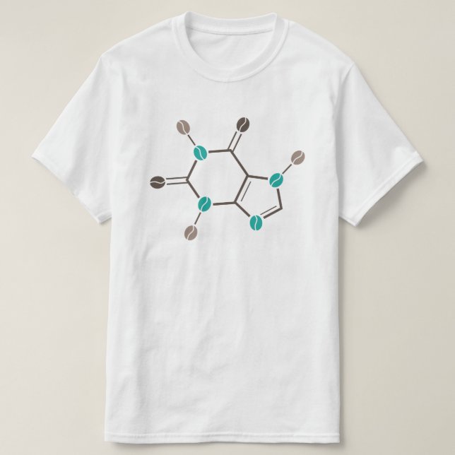 Camiseta cafeína molecular de café (Frente do Design)