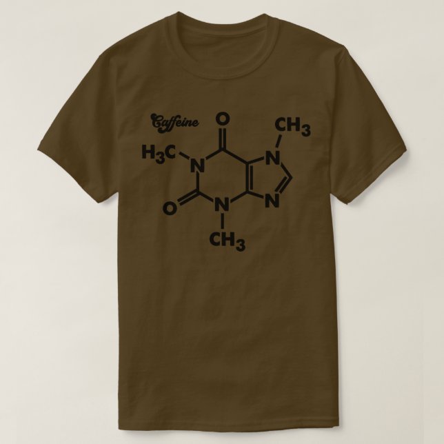 Camiseta Cafeine Connoisseur Molecule Desenhando para Café  (Frente do Design)