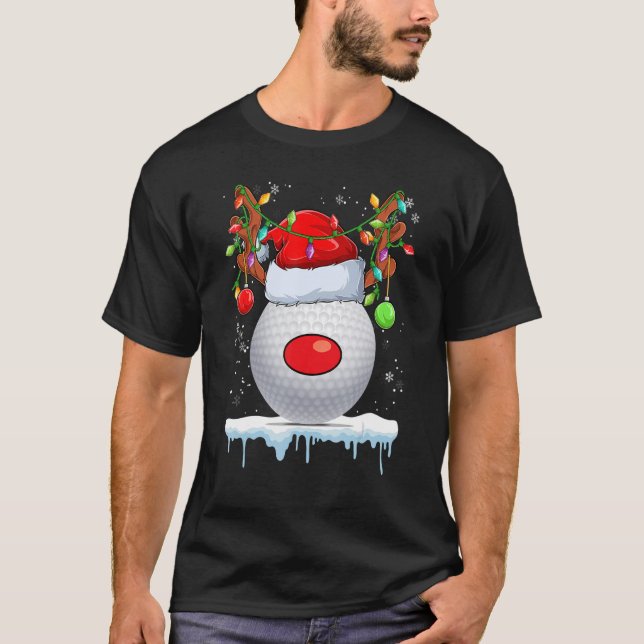 Camiseta Cafés Leves Do Natal Reindeer Santa Hat (Frente)