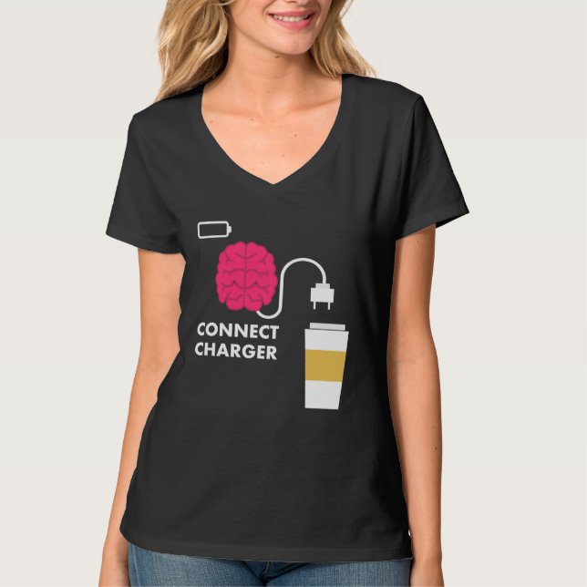 Camiseta Caffeine Connect Charger Coffee Brain Empty Batter (Frente)