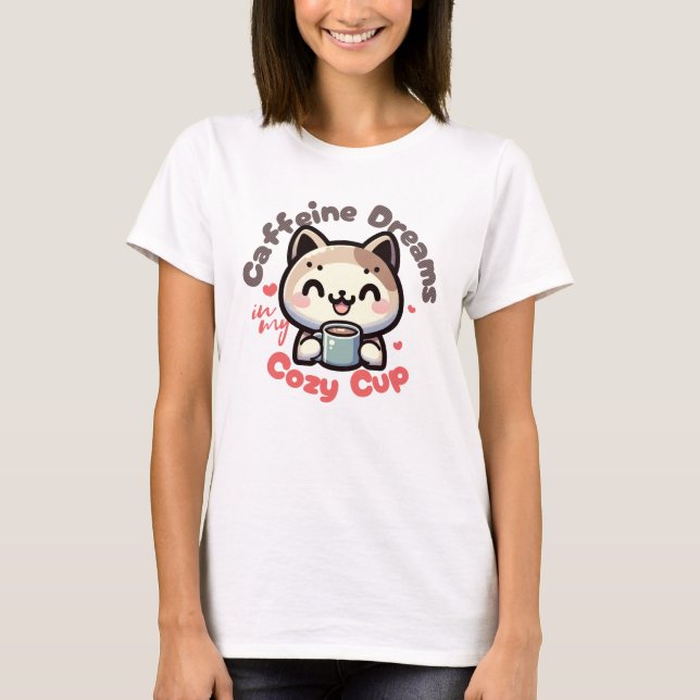 Camiseta Caffeine Dreams Cat Delight (Frente)