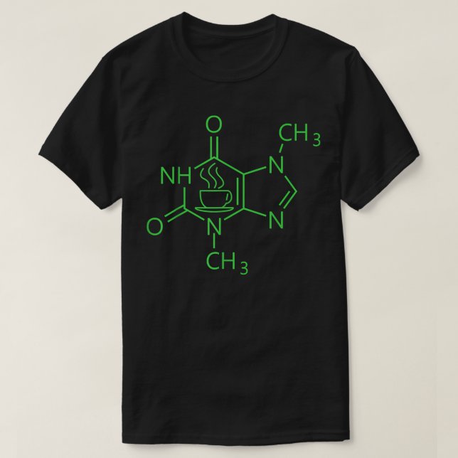 Camiseta Caffeine Molecule Química Alojamento de Café Quími (Frente do Design)