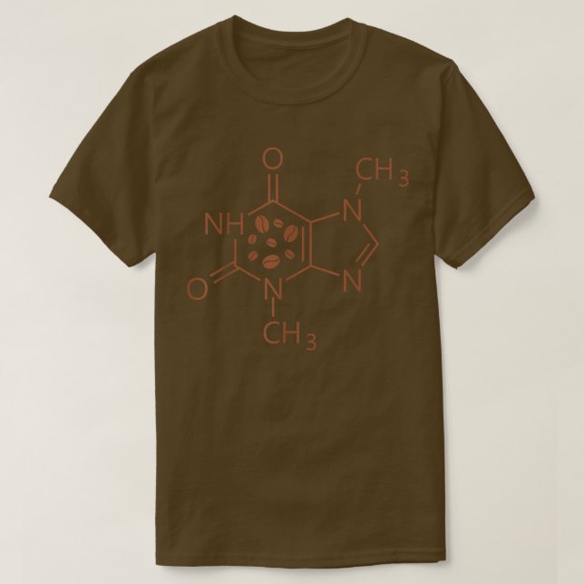 Camiseta Caffeine Molecule Química Alojamento de Café Quími (Frente do Design)