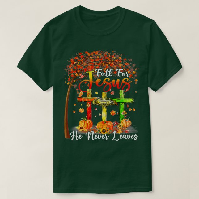 Camiseta Cai Por Jesus Ele Nunca Deixa Pumpkin Graças (Frente do Design)