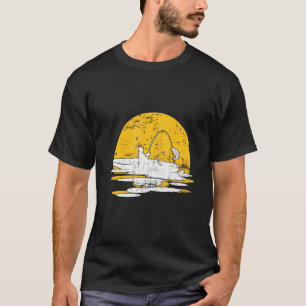 Camiseta Caiaque Pescaria Pôr do Sol Vintage Retro