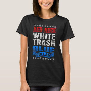 Camiseta Caipira Branco Pobre Colarinho Azul Caipira