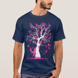 Camiseta Cair da consciência do Cancer de friso da borbolet