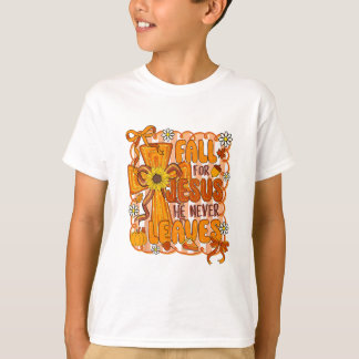 Camiseta Cair Por Jesus Ele Nunca Deixa Preppy Outono Chris