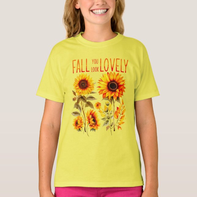 Camiseta Cair Você Parece Adorável, Autumn Sunflower Waterc (Frente)