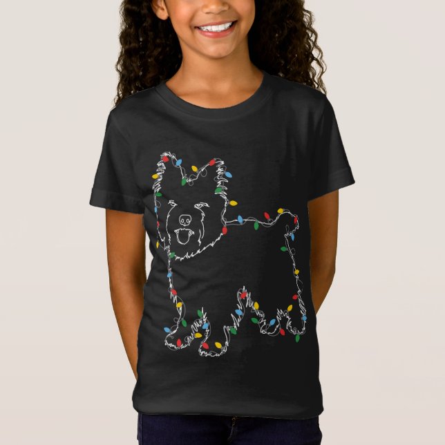 Camiseta Cairn Terrier Christmas Lights Dog Lover Ugly Swea (Frente)