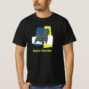 Camiseta Cairn Terrier Dog Yellow & Black Grid Line