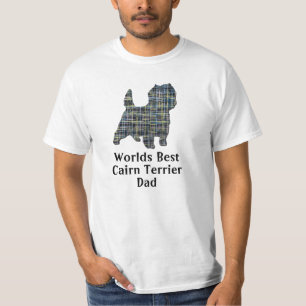 Camiseta Cairn Terrier Pai Cog Silhouket Amarelo e Azul