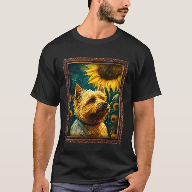 Camiseta Cairn Terrier Painting Sunflower Flower Mom Women  (Frente)