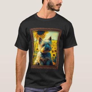 Camiseta Cairn Terrier Painting Sunflower Flower Mom Women