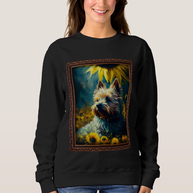 Camiseta Cairn Terrier Painting Sunflower Flower Mom Women  (Frente)