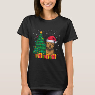 Camiseta Cairn Terrier Santa Hat - Luzes de Natal