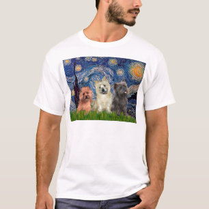 Camiseta Cairn Terriers (três) - Starry Night