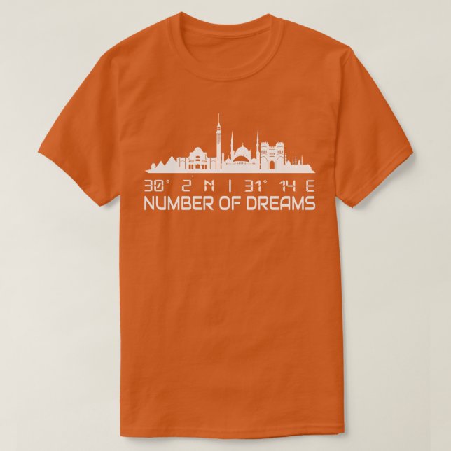 Camiseta Cairo Skyline Gps coordena o Egito (Frente do Design)