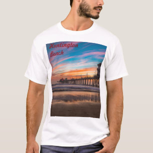 Camiseta Cais de praia de Huntington no pôr do sol
