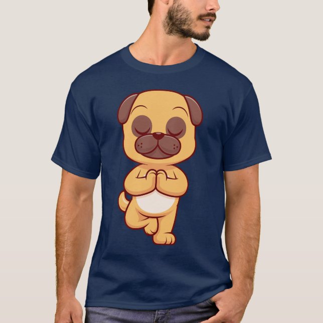 Camiseta Caixa Alta Cão Boxer Engraçado Pose de Ioga Humor  (Frente)