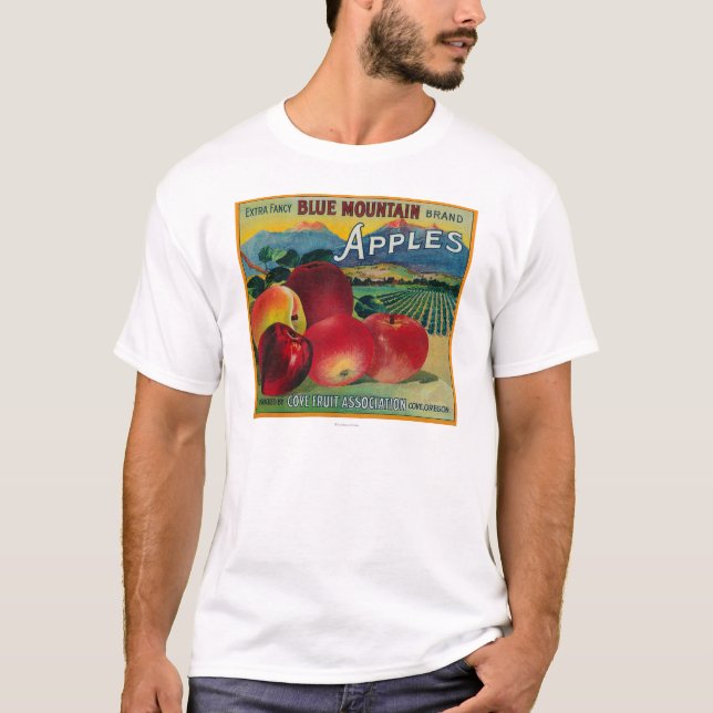 Camiseta Caixa azul LabelCove de Apple da montanha, OU (Frente)