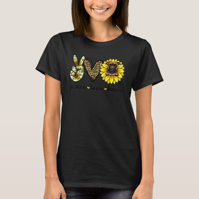 Camiseta Caixa de Amor Cachorro Boxer Girassol (Frente)