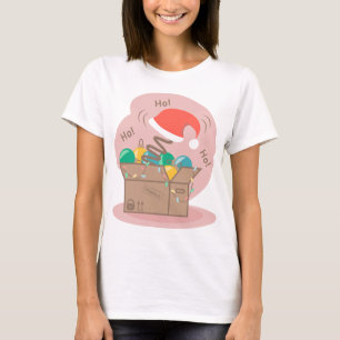 Camiseta Caixa de artesanato com decoração de Natal e chapé
