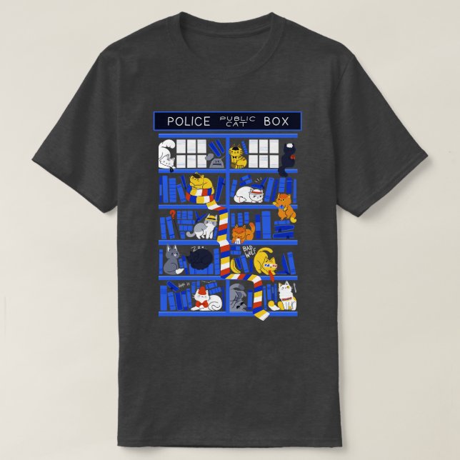 Camiseta Caixa de Biblioteca Quem (Frente do Design)