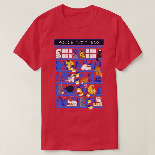 Camiseta Caixa de Biblioteca Quem (Frente do Design)