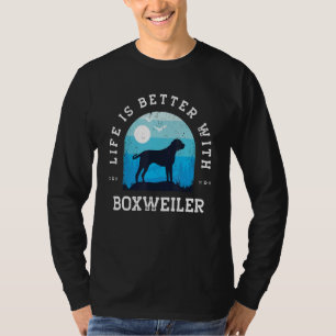 Camiseta Caixa de cachorro azul vintage Boxweiler vida melh