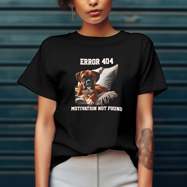 Camiseta Caixa de Cachorro Boxer Engraçada Erro 404 (Criador carregado)