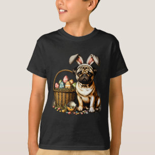 Camiseta Caixa de Cachorro Coelho Fofo Floral Ovos de Pásco
