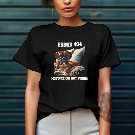 Camiseta Caixa de Cão Boxer Engraçada Erro 404